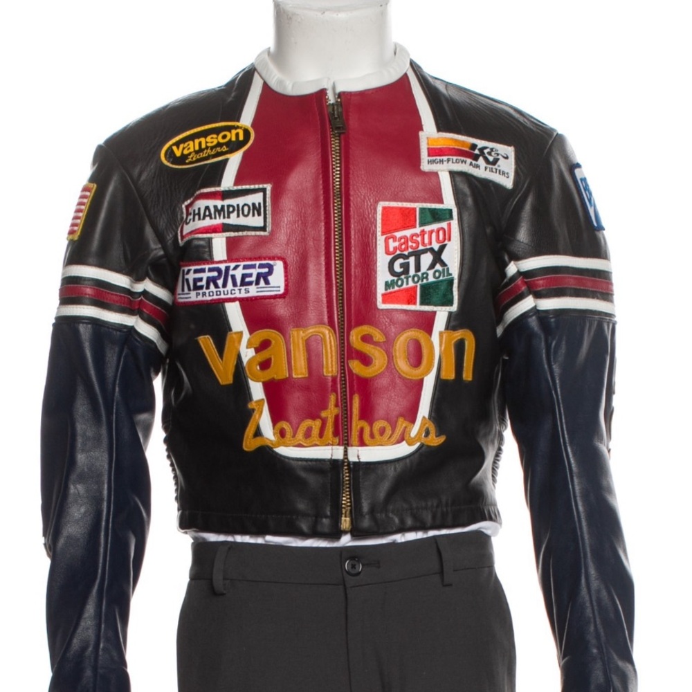 Vanson Moto Leather Jacket - Red/Black/Navy One Star Size 36 | size Small